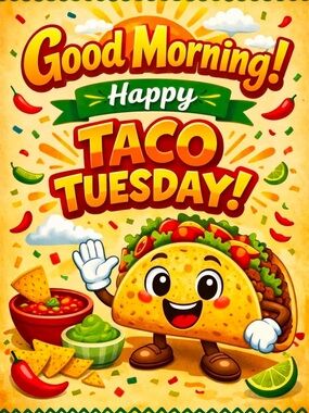 Happy Taco Tuesday! Bright Yellow Taco Poster